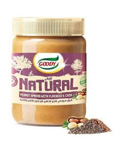 Natural Peanut Spread with Flaxseed and Chia 12 X  Glass Jar 