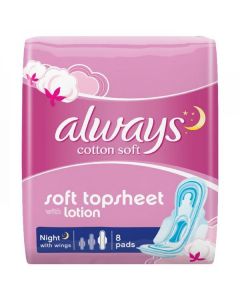 Cotton Soft Topsheet with Lotion Night with Wings Pads 16 X  Bag 