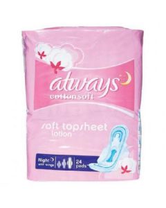 Cotton Soft Topsheet with Lotion Night with Wings Pads 6 X  Bag 