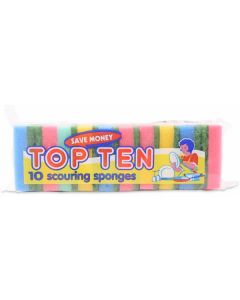 Top Ten Coloured Scouring Sponges 24 X  Bag 