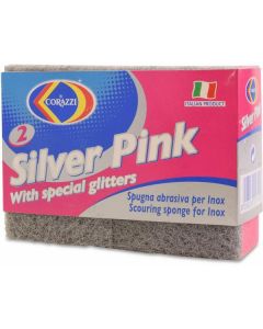 Sliver Pink Scouring Sponges for Steel and Aluminium 2 X  Piece 