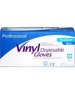 Vinyl Hand Gloves Powdered - Medium (Blue) 100 X  Piece 