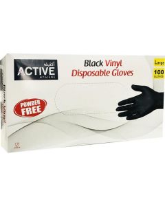 Vinyl Powder Free Gloves (Black) - Large 10 X  Piece 