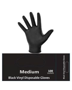 Vinyl Hand Gloves - Medium (Black) 10 X  Piece 