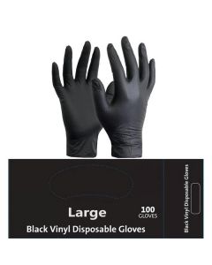 Vinyl Hand Gloves - Large (Black) 10 X  Piece 