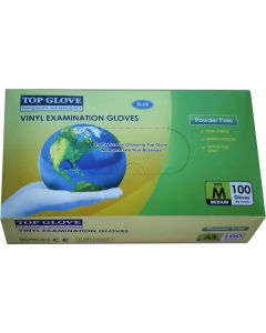 Vinyl Hand Gloves P/F - Medium (Blue) 100 X  Piece 