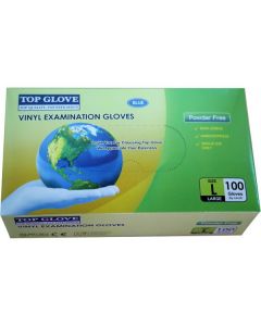 Vinyl Hand Gloves P/F - Large (Blue) 100 X  Piece 