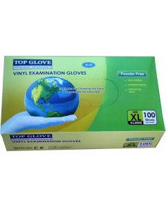 Vinyl Hand Gloves P/F - X Large (Blue) 100 X  Piece 