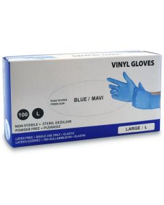 Blue Vinyl Powder Free Gloves - X Large 10 X  Piece 