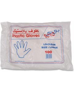 Plastic Gloves - Large LD Clear 100 X  Bag 