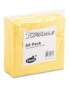 Table Tissue Napkins 2 Ply - Yellow 24 X  Bag 