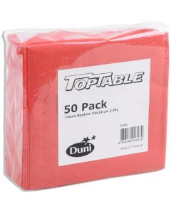 Table Tissue Napkins 2 Ply - Red 24 X  Bag 