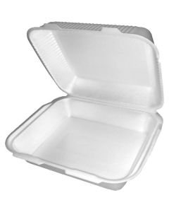 White Lunch Box with Hinged Lid 100 X  Foam Box 