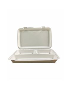 Pulp Menu Box With 3-Compartment- White 50 X  Piece 