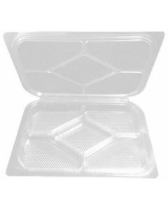 PET 5 Compartments Rectangular Clear Container with Hinged Lid 250 X  Plastic Box 