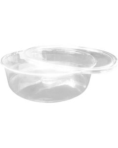 PET Large Smooth Round Clear Tub with Lid 100 X  Plastic Box 