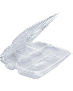 Rectangular Clear 4 Compartments Container with Hinged Lid 100 X  Piece 