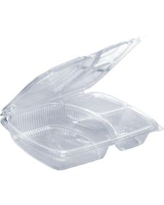 Rectangular Clear 3 Compartments Container with Hinged Lid 200 X  Piece 