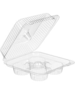 Clear 4 Cavities Muffin Container with Lid 300 X  Piece 