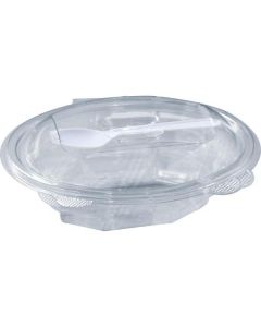 Oval Clear Salad Container with Spork & Lid 400 X  Piece 