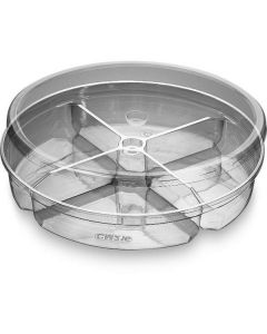 Round Clear 4 Compartments Container with Lid 1 X  Plastic Box 