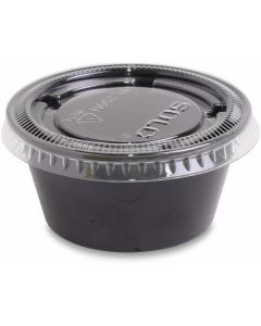 Black Souffle Portion Cup with Lid 2500 X  Plastic Cup 