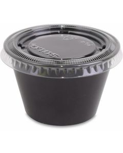 Black Souffle Portion Cup with Lid 2500 X  Plastic Cup 