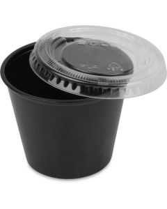 Black Souffle Portion Cup with Lid 2500 X  Plastic Cup 