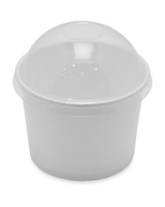 White Paper Food Container with Dome Lid Double Poly 500 X  Plastic Cup 