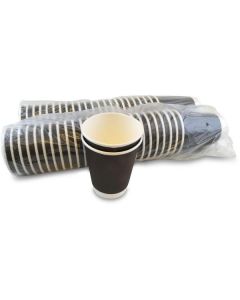 Double Wall Coffee Cup with Lid - Black 1000 X  Piece 