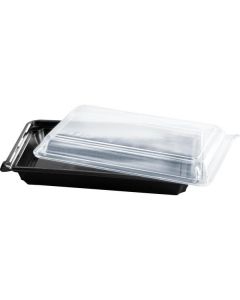 Sushi Container with Black Base and Clear Lid 300 X  Plastic Box 