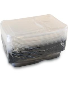 Rectangular Black 2 Compartment Container with Transparent Lid 200 X  Piece 