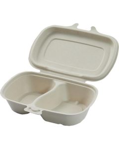 Oval Hinged Pulp Container with 2 Compartments 150 X  Piece 