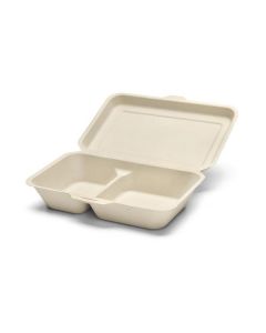 Compostable Rectangular Hinged Container 2 Compartments 300 X  Piece 