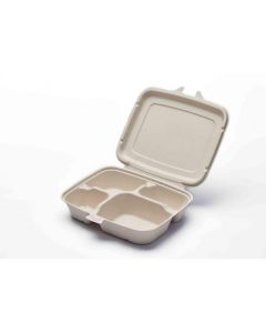 Compostable Rectangular Hinged Container- 4 Compartment 200 X  Piece 