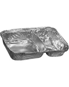 Rectangular 2 Compartments Aluminium Foil Containers With Lid 500 X  Piece 