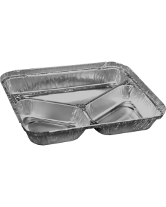 Rectangular 3 Compartments Aluminium Foil Containers With Lid 5 X  Piece 