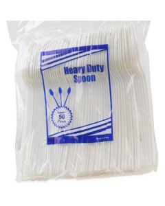 Heavy Duty White Plastic Spoons - Large 2000 X  Piece 