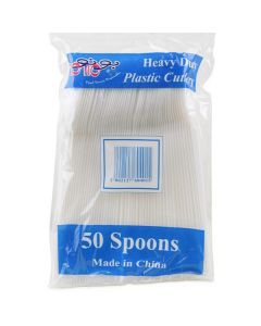 Heavy Duty White Plastic Spoons - Medium 2000 X  Piece 