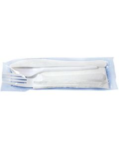 Cutlery Pack (1x3) (White H/D: Spoon/Fork/Napkin 30cm) 250 X  Set 