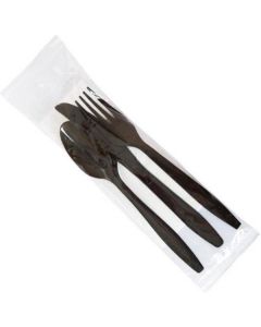 Cutlery Pack (1x5) (Black H/D Spoon/Fork/Knife/Napkin 33x33-2ply) 250 X  Set 