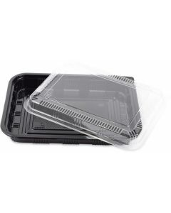 Rectangular Black Microwave Container with Dome Lid 150 X  Plastic Box 