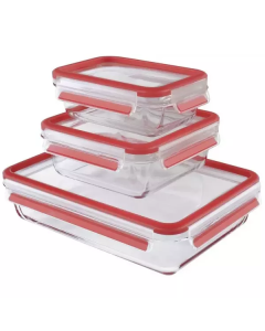 Masterseal Glass Fresh Food Storage Box- 3pcs Red 3 X  Piece 