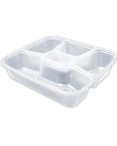 Rectangular Microwave White 4 Compartments Containers with Lid 150 X  Piece 