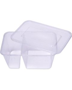 Rectangular Microwave White 2 Compartmented Containers with Lid 300 X  Piece 