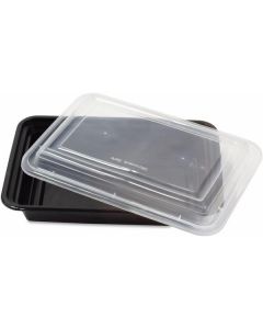 Rectangular Black Microwave Container with Lid 150 X  Piece 