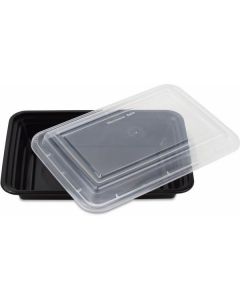 Rectangular Black Microwave Container with Lid 150 X  Piece 