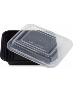 Rectangular Black Microwave Container with Lid 150 X  Piece 