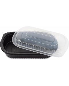 Rectangular Black Microwave Container with Lid 150 X  Piece 