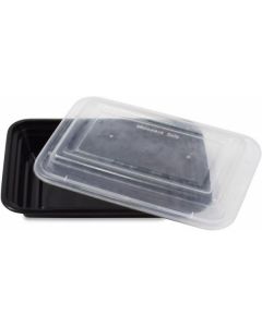 Rectangular Black Microwave Container with Lid 150 X  Piece 